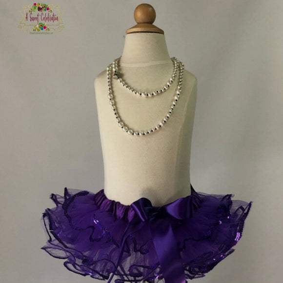 Tutu Baby - Girls Skirt - Purple 4 Layer Tutu with Sequins - 1st Birthday Tutu