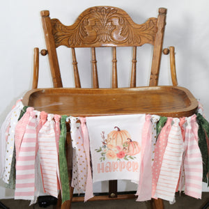 Floral Little Pumpkin 1st Birthday Personalized Rag High Chair Banner