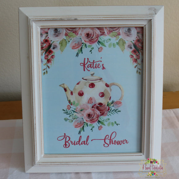 BRIDAL SHOWER SHABBY CHIC TEA PARTY - WELCOME SIGN  DIY PRINTABLE