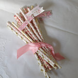 Floral Little Pumpkin 1st Birthday Party Straws with Straw Flags