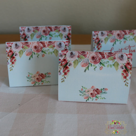 MOTHER'S DAY SHABBY CHIC TEA PARTY - FOOD TABLE TENTS - INSTANT DOWNLOAD  DIY PRINTABLE