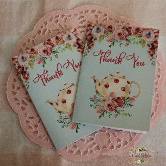 BABY SHOWER SHABBY CHIC TEA PARTY THANK YOU - INSTANT DOWNLOAD