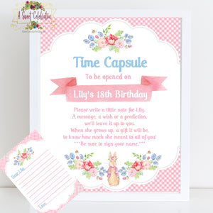 Some Bunny is One! 1st Birthday Floral Rabbit Personalized Time Capsule JPG/PDF