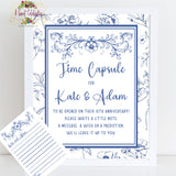 VINTAGE BLUE BRIDAL SHOWER PERSONALIZED TIME CAPSULE - DIY PRINTABLE