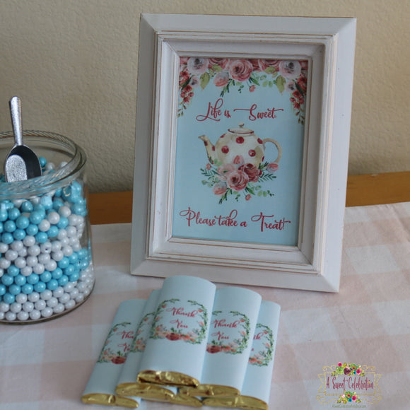 BABY SHOWER SHABBY CHIC TEA PARTY - TREAT SIGN - INSTANT DOWNLOAD  DIY PRINTABLE