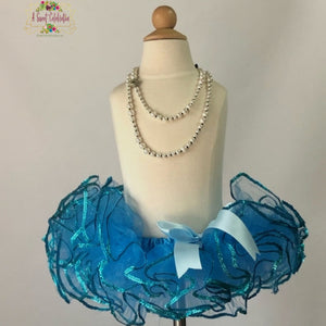 Tutu Baby - Girls Skirt - Turquoise 4 Layer Tutu with Sequins - 1st Birthday Tutu