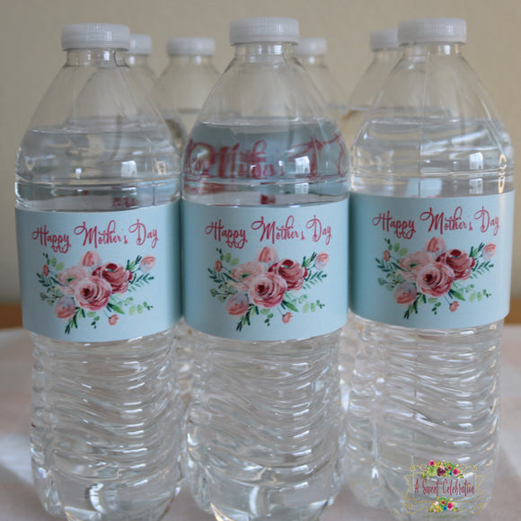 MOTHER'S DAY SHABBY CHIC TEA PARTY - WATER LABELS 2x8
