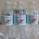 MOTHER'S DAY SHABBY CHIC TEA PARTY - WATER LABELS 2x8"-  DIY PRINTABLE INSTANT DOWNLOAD