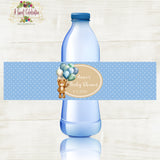 BEARLY WAIT BLUE BABY SHOWER PERSONALIZED WATER BOTTLE LABELS  DIY PRINTABLE (Copy)