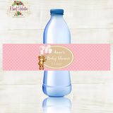 BEARLY WAIT PINK BABY SHOWER PERSONALIZED WATER BOTTLE LABELS  DIY PRINTABLE