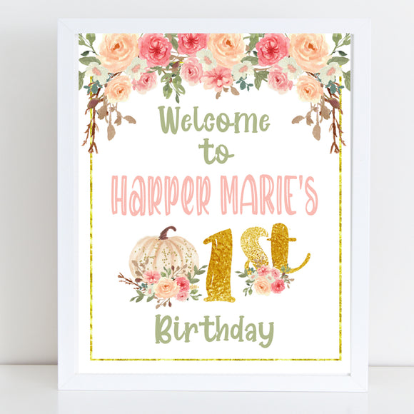 Floral Little Pumpkin 1st Birthday PDF Personalized Printable 8