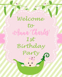 Sweet Pea Baby Birthday Welcome Sign 16"x20" - 1st Birthday Sweet Pea Printable Sign