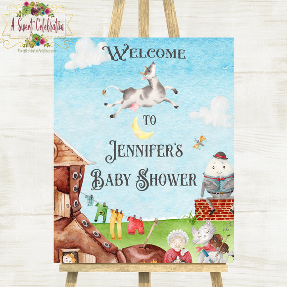 Mother Goose Nursery Rhymes Baby Shower Personalized PDF Printable 16:x20