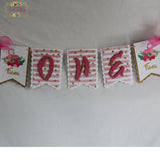 FLAMINGO - PINK AND GOLD - HIGH CHAIR BANNER