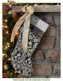 Farmhouse Christmas Stocking Black and Gold Personalized