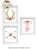 Bo Ho Tribal Personalized Prints - Pink Set of 3 prints - JPG Only