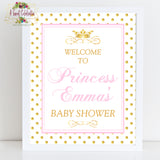 Royal Princess Pink and Gold Baby Shower - Welcome Sign 8x10 JPG