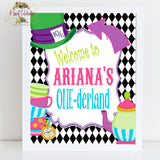 Alice's in ONE-derland Tea Party- Printable Personalized PDF - 8"x10" Welcome Sign