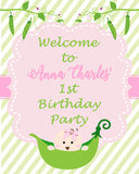Sweet Pea Birthday Welcome Sign 8"x10" - Printable Sign