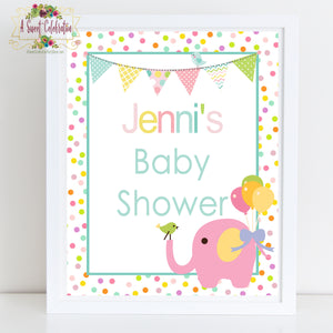 Circus Pink Elephant Baby Shower Welcome SIgn DIY Printable JPG