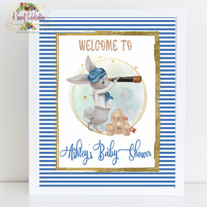 Nautical Little Sailor Baby Shower - Welcome Sign Printable Door Sign