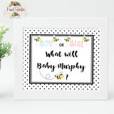 Bee Reveal - What will Baby Bee - Baby Reveal Personalized Printable Sign PDF/JPG