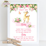 Woodland Floral Deer Baby Shower Don't Say Baby Shower Game - Instant Download