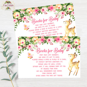 Woodland Floral Deer Baby Shower Books for Baby - Instant Download