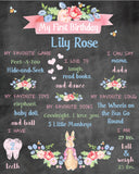 Some Bunny is One! 1st Birthday Floral Rabbit Personalized Milestone Chalkboard JPG/PDF