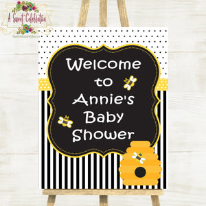 What Will Your Little Honey Bee? Bee Baby Shower Personalized Welcome Sign 16"x 20" JPG/PDF