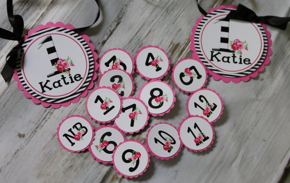 KATE FLORAL - PINK AND BLACK - 1ST YEAR PHOTO BANNER