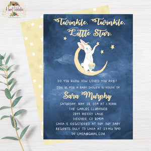 Twinkle, Twinkle Little Star Baby Shower PDF Printable Invitation with Matching Thank You