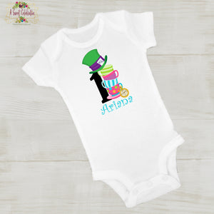 Alice's in ONE-derland Tea Party Personalized Birthday Onesie or T-shirt