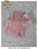 Over the Top Headband Adorned with Feathers and Ribbons in Pink and Leopard