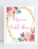 Bridal Shower Pink and Gold Floral  Sign 8"x10" - DIY Printable
