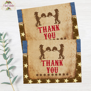 Little Cowpoke - Cowboy Happy 1st Birthday Thank You - Instant Download