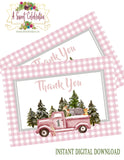 Woodland Winter ONEderland Pink - Printable Birthday Invitation - with Matching Thank You