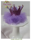 Princess Glitter Tiara with Tulle and Pearl Accents