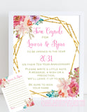 Bridal Shower Pink and Gold Floral Time Capsule - DIY Printable