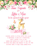 Woodland Deer Floral Birthday Personalized PDF Printable Time Capsule Sign