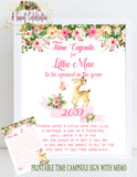 Woodland Deer Floral Birthday Personalized PDF Printable Time Capsule Sign