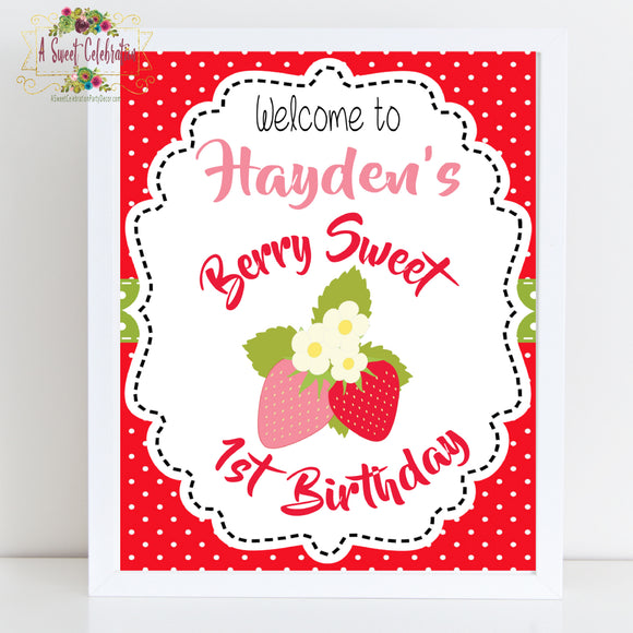 Berry Sweet Strawberry  Birthday - Printable 8