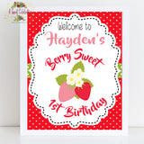 Berry Sweet Strawberry  Birthday - Personalized Printable Happy Birthday Party Package