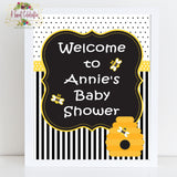 What Will Your Little Honey Bee? Bee Baby Shower Personalized Welcome Sign 8"x 10" JPG/PDF