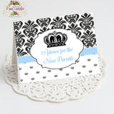 Royal Prince Baby Shower - Advice for Parents Card - Instant Download