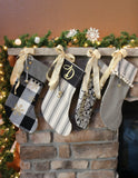 Farmhouse Christmas Stocking Black and Gold Personalized