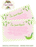 Sweet Pea Birthday Book In Place of a Card Insert - Instant Download