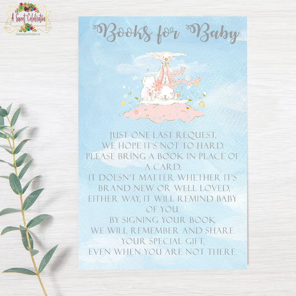 Stork Baby Shower with Cute Bunny Book Instead of a Card Instant Download