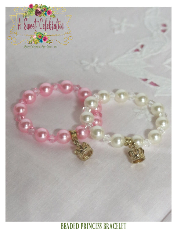 Princess Large Beaded Bracelet with Gold Crown