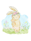 WOODLAND BUNNIES - PINK - PERSONALIZED PRINTS - SET OF 3 PRINTS - JPG ONLY